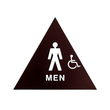 Bcf 12 x 12, Men Door Sign, Triangle Print, Picture, Text & Handicapped Symbol, Brown SBH12M-BROWN-1